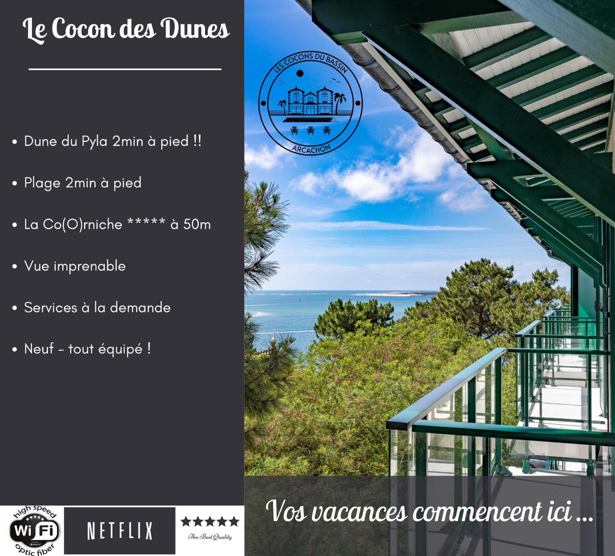 Le Cocon Des Dunes - Vue Mer, Plage&Corniche A Pied Le Moulleau - Arcachon Esterno foto